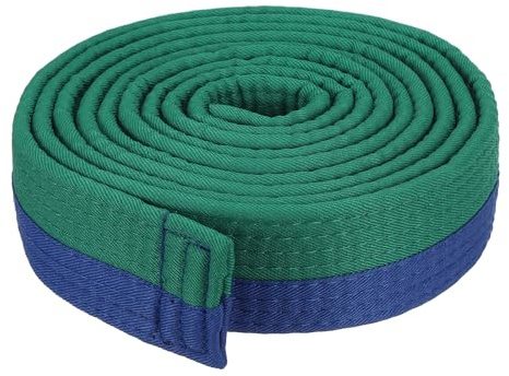 PATIKIL Cinturón de Rango de Taekwondo de Colores 1.6 x7.9ft 2.4m Cinturón de Poliéster para Artes Marciales Judo Karate para Enseñanza Verde-Azul