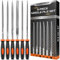 KapStrom 6-pc Needle File Set for Wood, Metal, Plastic & Jewelry, Includes Small Round, Half-Round, Square, Triangle, Flat & Flat Pointed Files, Handy Tools for Fine Finishing w/Ergonomic Handles