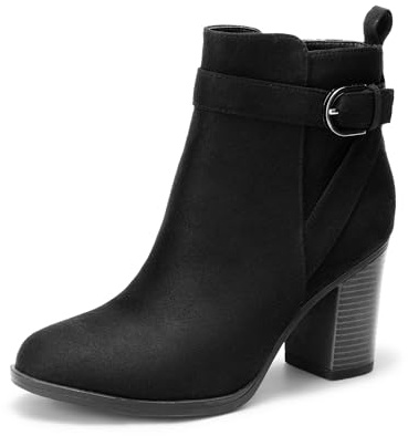 DREAM PAIRS Women's Boots Chunky Heel Ankle Booties Shoes,Size 5.5,Black-Suede,SDAB2431W