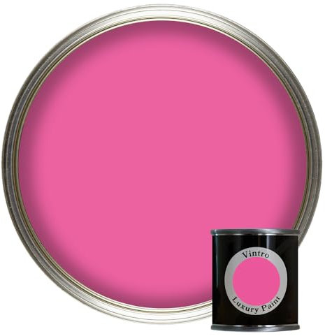 Vintro Paint | Luxury Matt Emulsion | Smooth Chalky Finish | Multi Surface Paint | for Walls, Ceilings, Wood and Metal | 125ml (Hot Pink - Belladonna)