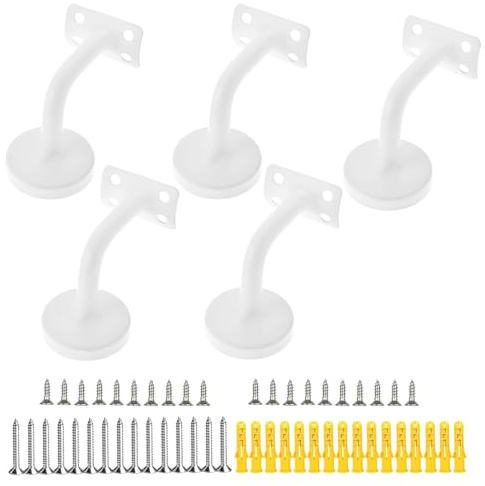 5PCS Handlaufhalter Edelstahl, Handlaufträger Halterung-Wandhalterungen, Handlauf Geländer Edelstahl, für Innen- und Außentreppen-Handlauf-Treppenhalterung, Weiß