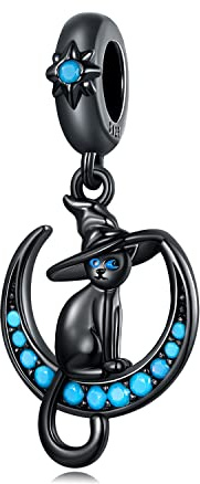 Charme pendentif chat sorcière en argent sterling 925 convient pour collier bracelet Pandora