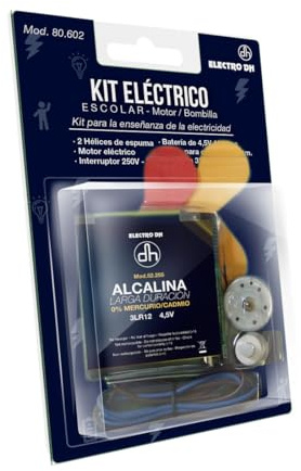 Kit eléctrico Escolar con Motor de 12V, componentes eléctricos y Manual, Ideal para proyectos educativos y experimentos científicos.
