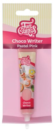 FunCakes Choco Writer Pastel Pink 25g - Easy-to-Use Chocolate Writing Pen for Decorating Cakes, Cupcakes, Cookies & Pastries - Fast Drying, Sweet Vanilla Flavor - 25 g