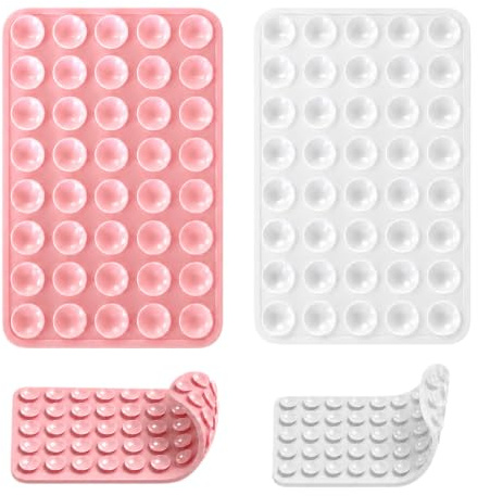 2-Pack Double-Sided Suction Phone Grip, Octo Cup Buddy Suction Phone Case Mount for iPhone and Android, Hands-Free Sticky Cell Phone Grip, Mobile Fidget Mirror Holder for Selfies and Videos. | For selfies, videos and video calls on smooth, clean, dry surfaces