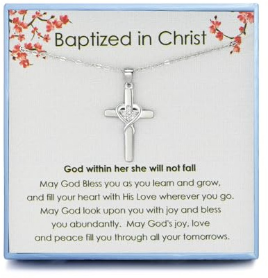 Baptism Gifts First Communion Gifts Sterling Silver Infinity Cross Necklace for Women Confirmation Graduation Gift
