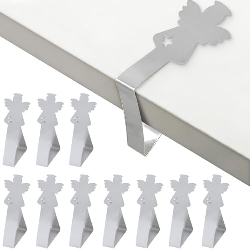 10 Pièces Ange Pince Nappe, Pinces pour Nappe décoratives en Acier Inoxydable épais,Nappe Clips Anti-Glissant,Attache Nappe de Table Exterieur,pour Pique-Nique, Barbecue, Mariage, fête