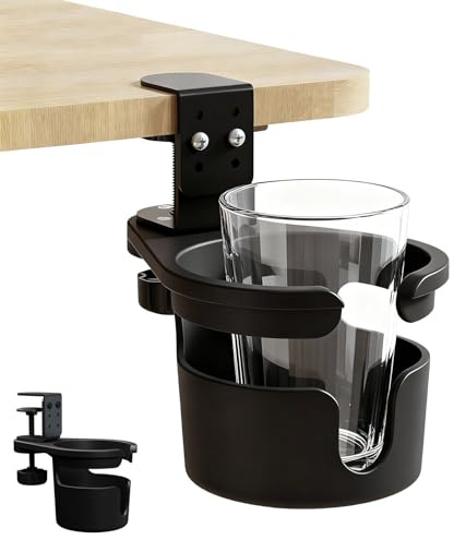 Jicyor mugghållare skrivbord, bord justerbar kopphållare skrivbord anti-spill 360 grader vridbar mugghållare för bord svart