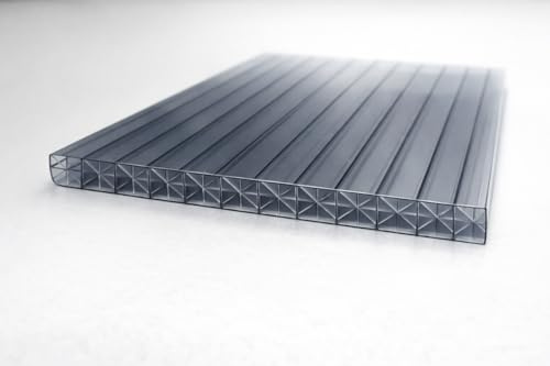 Stegplatte aus Polycarbonat |Doppelstegplatte| 16mm stark | Steg 3 Fach | X-Struktur Anthrazit/Graphit 980mm x 3000mm