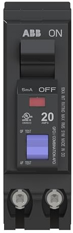 ABB Q-Line® THQL1120PDF Dual Function Circuit Breaker • 20 Amp Single-Pole Breaker • AFCI/GFCI Protection • 120/240 VAC • 10 kA Interrupt Rating • Plug-On Neutral Breaker for Load Centers