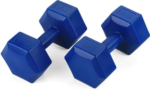 Gymtek Komposit Hantelset 2x5 kg (10 kg) – Kurzhanteln mit Zementfüllung & Kunststoffummantelung – Rutschfester Griff, Anti-Roll Design – Fitness Hanteln für Heimtraining & Krafttraining