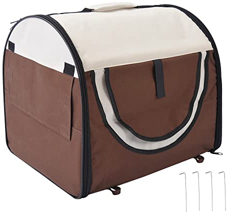 PawHut Hundebox faltbare Hundetransportbox Transportbox für Tier 2 Farben 5 Größen 61x46x51 cm, kaffeebraun-creme