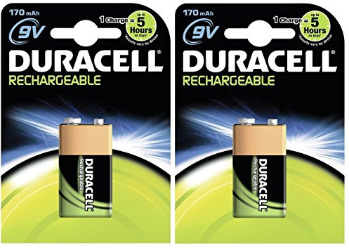 Duracell Batterie rechargeable 6HR61, 9V 170mAh, en blister - lot de 2 pieces