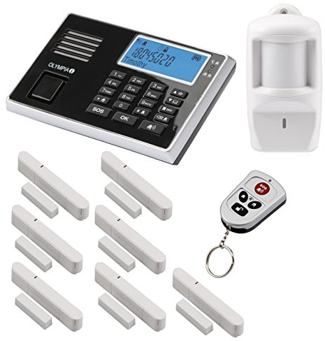 Olympia Protect 9061 Système d'alarme sans fil GSM avec 1 détecteur de mouvements, 7 contacteurs pour porte/fenêtre et télécommande