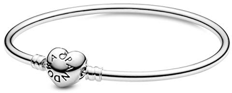 PANDORA Moments Herzverschluss Armreif aus Sterlingsilber aus der PANDORA Moments Kollektion, Größe: 15, 596268-15