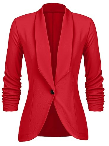 UNibelle Blazer para Mujer Elegante y Ligera Chaqueta Larga de Trabajo Chaqueta Informal para Mujer Rojo 3XL