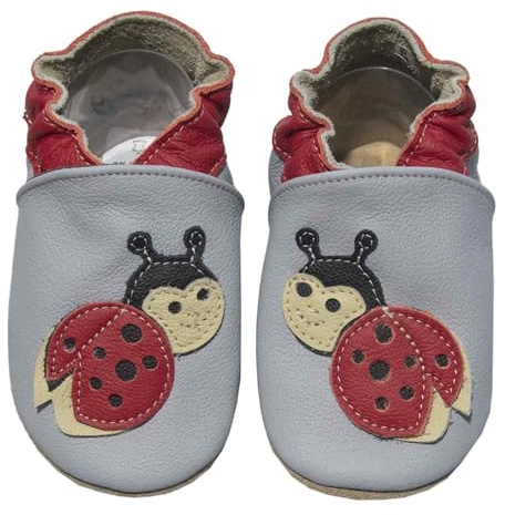HOBEA-Germany Scarpe per bambini e bambine in diversi modelli (18/19 EU, Coccinella grigia)
