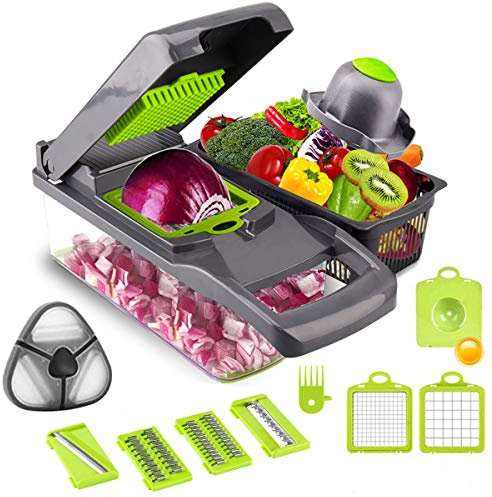 Mandoline Slicer Spiralizer Vegetable Slicer,Multifunctional Vegetables Artifact Cut Cortador de alambre de papa en cubitos,y Rallador Slicer Zucchini Spaghetti Maker