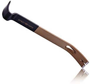 Spec Ops Tools 15 Flat Pry Bar Crowbar, Curved Rocker Head, Teardrop Nail Puller, High-Carbon Steel
