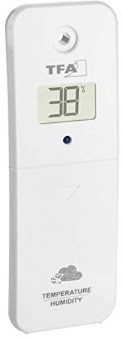 TFA Dostmann sensore esterno di temperatura, 30.3800.02, per stazioni meteo TFA WLAN 35.8000 | 35.8001 | 35.8002 | 35.8003, per condizionatori, bianco