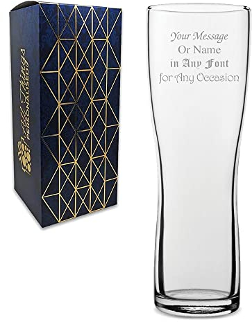 Personalised Engraved 20oz Hoch Pint Glass, Comes in Presentation Gift Box, Personalise with Any Message and/or Name for Any Occasion. Personalised in The Unite Kingdom