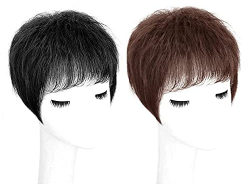 EREE HAIR Hair Toupet für Damen, kurz, glatt, 15,2 x 16 cm, Seidenkopf, Spin, Haar-Topper, Ersatzhaarteil, Perücke für dünner werdendes Haar, Dunkelbraun