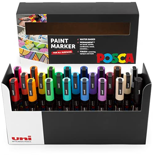 POSCA PC-3M Malstifte, 0,9–1,3 mm, Schreibtischset mit 23 Farben