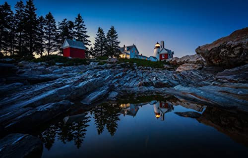 LHJOYSP Geschenk Junge 3D Puzzle 1000 Teile,Natürliche Schönheit,Leuchtturm,Maine,Bristol,75x50cm
