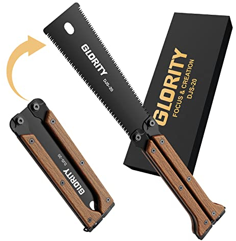 Japansäge Klappbar, GLORITY 140mm Handsäge mit Doppelkanten von 13/14 TPI, aus SK5 Karbonstahl, und Dreiseitigem Schleifzahndesign, Tragbare Japanische Zugsäge für Holzbearbeitung & Heimwerker