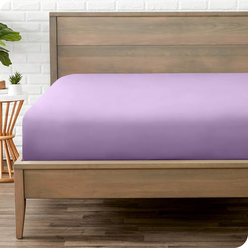 Bare Home Fitted Bottom Sheet - Premium 1800 Ultra-Soft Microfibre - Ultra-Soft Wrinkle Free - Deep Pocket - 35 CM Deep - Lavender Emperor