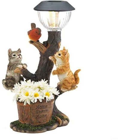 Oniissy Lampada solare ornamentale da giardino, statue da giardino in resina, per esterni, gatti, cani, conigli, luci solari per patio, prato, cortile, portico, laghetto, decorazioni da giardino