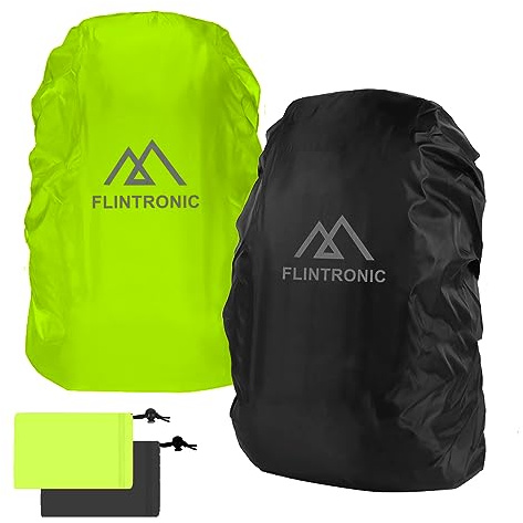 flintronic Housse de Sac à Dos, 2 Packs Couverture Anti-Pluie Impérmeabile, Housse de Protection Réfléchissante Étanche Anti-Poussière Résistant à l'abrasion pour Camping Randonnée Voyage Cyclisme