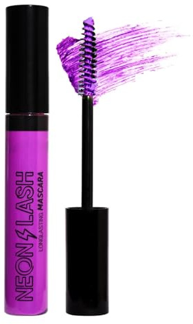 Rímel luminoso ultravioleta, rímel fluorescente arcoíris, rímel impermeable de color neón, rímel extendido, rímel extendido para uso en el escenario de la fiesta de Halloween (#6 morado)