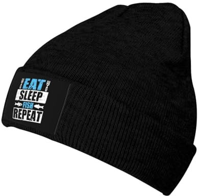 351 Slouch Beanie Mütze Eat Sleep Fish Wiederholen Beanie Mütze Einheitsgröße Nachtmütze Warme Mütze Für Motorradfahren, Unisex, Erwachsener