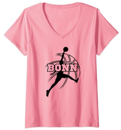 Bonn Basketball Fan Support Rheinland Stadion pink T-Shirt mit V-Ausschnitt