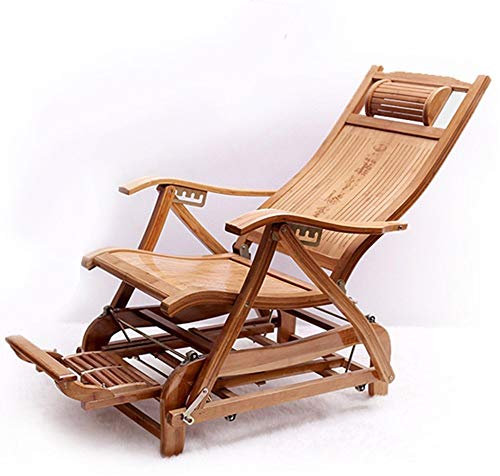 GLOBEXSS Sonnenliegen, Schaukelstuhl aus Bambus, Klappbarer Schaukelstuhl, Stuhl für ältere Menschen, Freizeitstuhl für Zuhause, Balkon, Nickerchen-Loungestuhl für Erwachsene, Klappstuhl