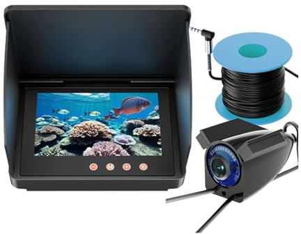 Unterwasser-Angelkamera,Visueller Fischfinder,Angelkamera,4,3 Zoll-HD-Bildschirm Unterwasser Kamera, Fishfinder,IP67 wasserdicht und 12 Infrarot-LED,für EIS, Fluss und Boot(15M Cable)