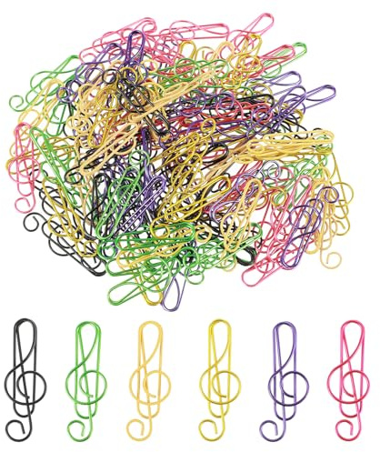 Oruola 108 Stück Paper Clips Music,Notenschlüssel Büroklammern,Metall Noten Büroklammern für Schreibtisch Lesezeichen Büro Schule Notebook,Spaß Geschenk für Musiklehrer (6Farben)