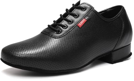 VCIXXVCE Chaussure de Danse Latine Homme Salsa Danse de Salon Standard avec Semelle Suede, Noire, 46 EU