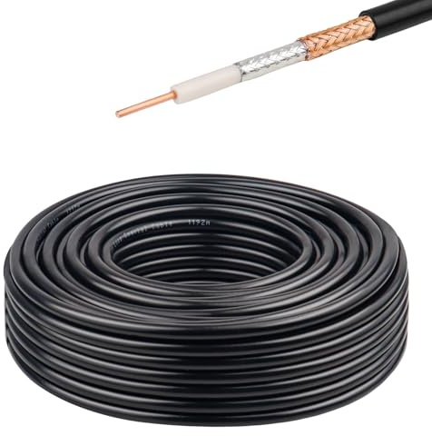 XRDS -RF RG8X Koaxialkabel, 50 Ohm, massiver Kupferkern, PVC-Ummantelung, verlustarm, hochwertige Signalübertragung, ideal für Antenne, CB-Radio, und Ham Radio-Anwendungen, 15 m