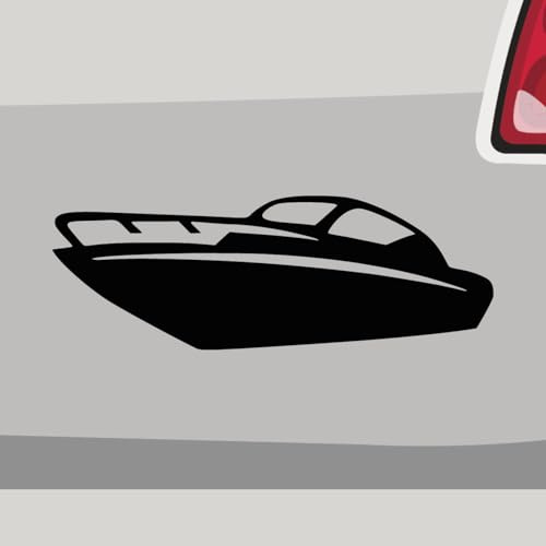 Stickerfreaks Aufkleber - Motorboot Yacht Küste Luxus - Sticker, Folienaukleber für Auto, Motorrad, Fahrrad, Laptop, LKW (10x3,5cm | Schwarz)