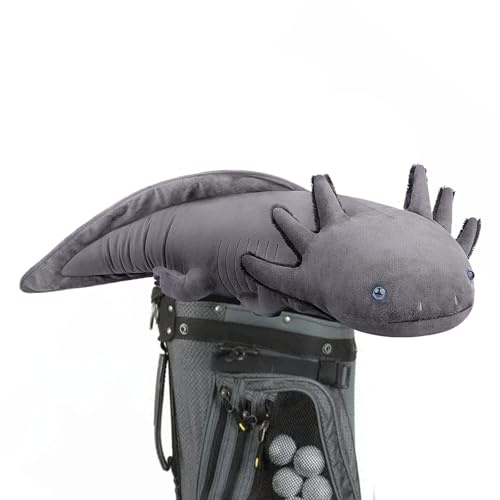 Lilizzhoumax Axolotl - Copritesta per mazze da golf, in legno, per conducente/fairway, colore grigio, con simpatici animali, regalo per uomini