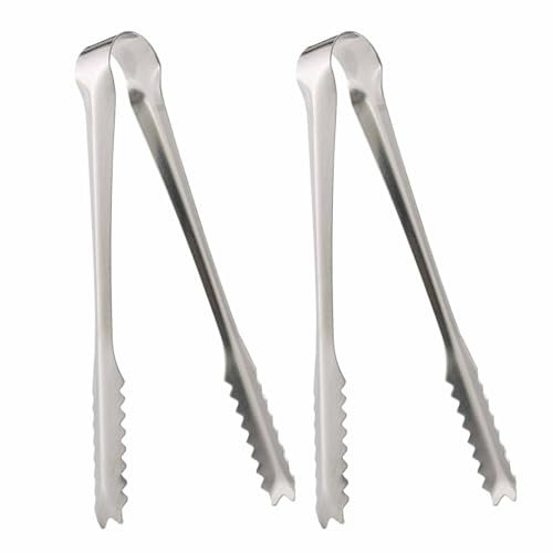 Stainless Steel Ice Tongs | 15cm / 6 Perfect for Home Bar, Pubs & Restaurants (Silver Polished Stainless Steel) 2 Pieces