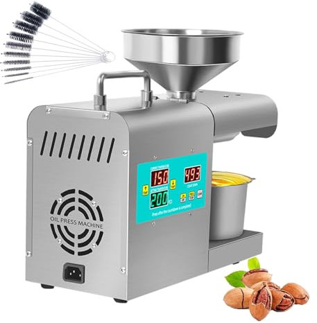 forplubossmmp Prensa De Aceite En Frío Y Caliente | Molinillo Automático De Aceite De Nueces Y Semillas De 820 W | Prensa De Aceite Eléctrica | Acero Inoxidable | Prensa De Aceite Industrial