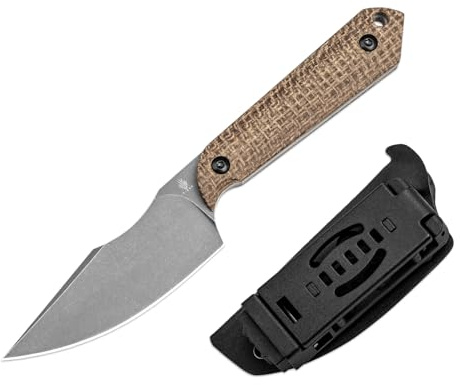 Kizer Mini Harpoon utomhuskniv med slida, jaktkniv med 7,62 cm 3 V fast blad och Micarta-handtag, liten EDC-kniv för camping, vandring, överlevnad 1040SM1