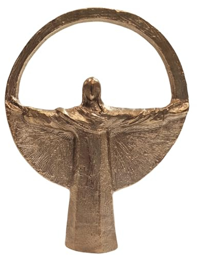 Herzmensch Christus von Rio – Bronze-Statue 11 × 14,5 cm Gold von Andrea Zrenner christliche Figur - Symbol der Hoffnung & Auferstehung handgegossen