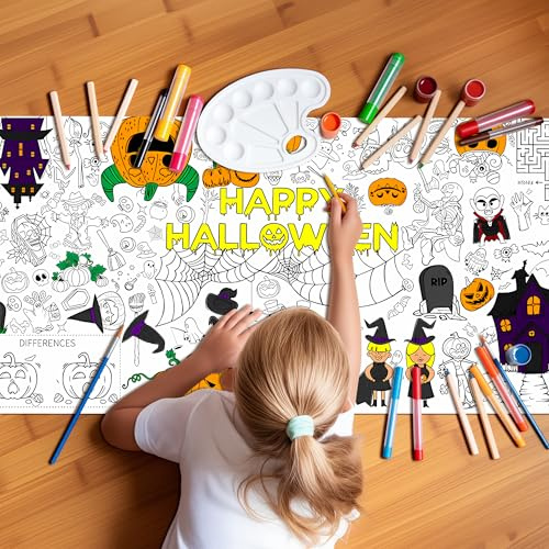 Daqoupzi Halloween-Ausmaltischdecke Kinder (183×79cm), Basteln, Dekoration & Aktivitäten