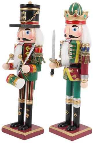 LOLIPPYY 2 Pièces Casse Noisette Décoration de Noël Soldat Vert Traditionnel pour Fête et Intérieur