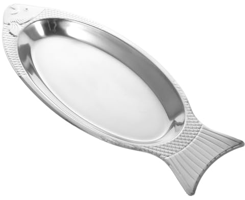 Toyvian Assiette Alimentaire En Acier Inoxydable Forme Poisson 39 Cm Aimant Résistance Haute Température Pour Cuisson Vapeur Service Table Plateau De Fête