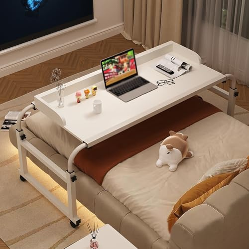 Verstellbarer Betttisch mit Rollen, höhenverstellbar, zusammenklappbar, Laptop-Tablett für Rollstuhl, Sofa und Behinderte, tragbare und vielseitige Arbeitsplatzlösung